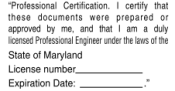 Maryland Profesional Engineer Certification Hand Stamp